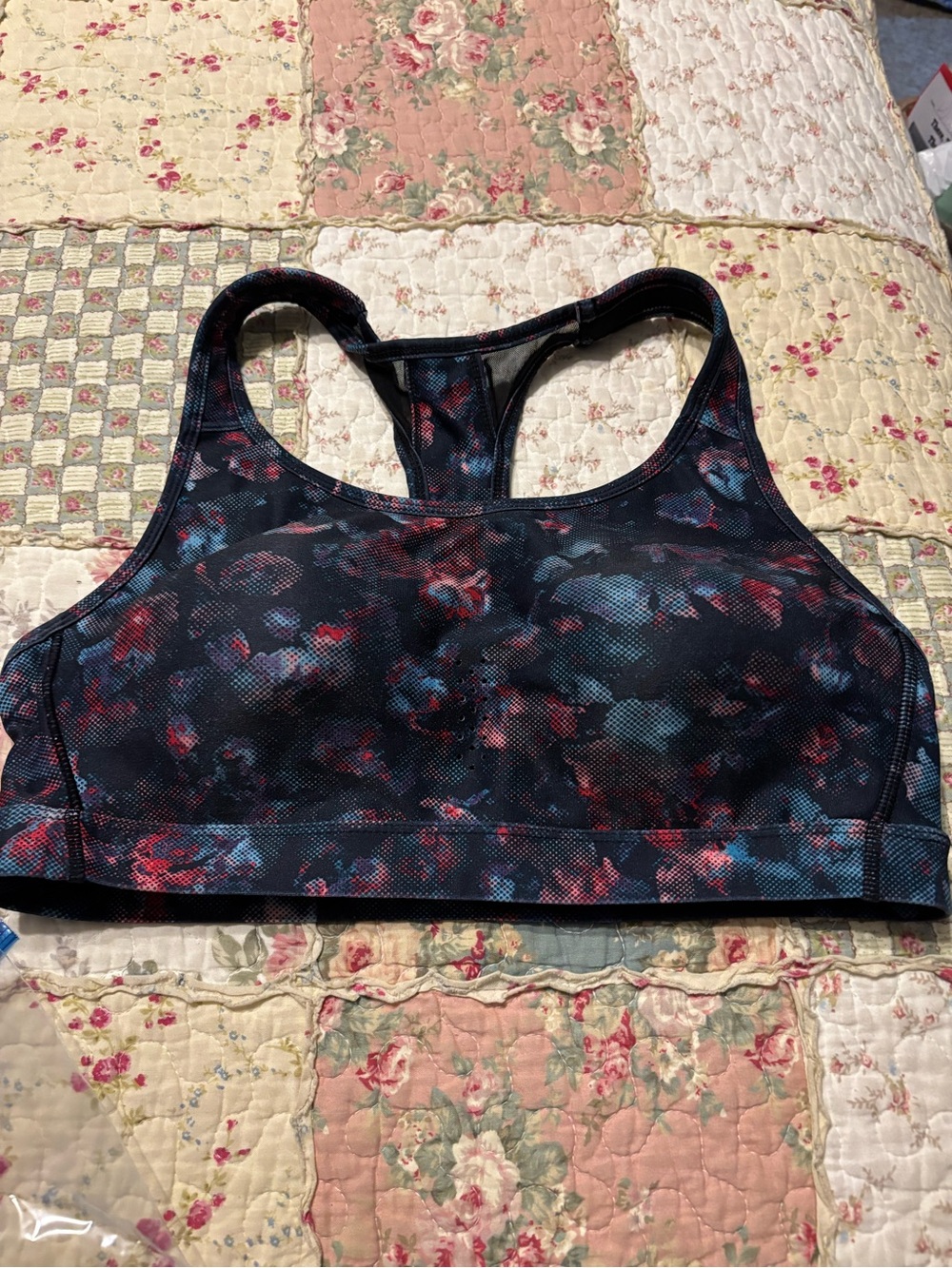 Avia Women’s High-Impact Racerback Sports Bra — Black Floral XL